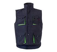 Velilla 205902; Chaleco acolchado bicolor multibolsillos; color Azul Navy y Verde Lima; Talla XL