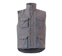 VELILLA 205902, Chaleco acolchado bicolor multibolsillos, color Gris y Celeste, Talla XL