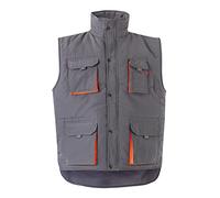 VELILLA 205902, Chaleco acolchado bicolor multibolsillos, color Gris y Naranja, Talla S