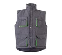 VELILLA 205902, Chaleco acolchado bicolor multibolsillos, color Gris y Verde Lima, Talla S