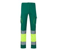 Velilla 303007; pantalón de Alta Visibilidad 100% algodón, bicolor y multibolsillos; color verde y amarillo flúor, talla S