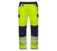 Velilla 303010S, Pantalón Stretch con Rodilleras Cinta Segmentada, Color Azul Navy y Amarillo Fluor, Talla L