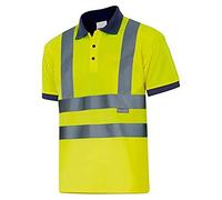 VELILLA 305502; Polo Bicolor de Manga Corta de Alta Visibilidad; Color Azul Marino y Amarillo Flúor; Talla 3XL