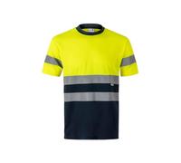 Velilla 305506 Camiseta Técnica Bicolor de Alta Visibilidad, Color Azul Marino y Amarillo Flúor, Talla L