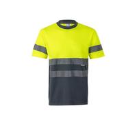 Velilla 305506 Camiseta Técnica Bicolor de Alta Visibilidad, Color Gris y Amarillo Flúor, Talla XXL