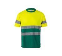 Velilla 305506 Camiseta Técnica Bicolor de Alta Visibilidad, Color Verde y Amarillo Flúor, Talla XL