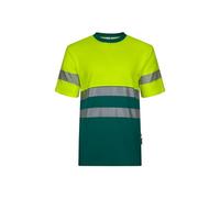 Velilla 305509 Camiseta de Alta Visibilidad en Algodón, Bicolor y Manga Corta con Cinta Segmentada, Color Verde y Amarillo Flúor, Talla L