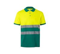 VELILLA 305513 Polo de Alta Visibilidad de Algodón, Bicolor y Manga Corta, Color Verde y Amarillo Flúor, Talla 4XL