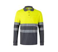 Velilla 305515, polo de Alta Visibilidad de algodón, bicolor y manga larga, color gris y amarillo flúor, talla 5XL