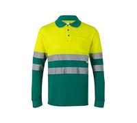 Velilla 305515, polo de Alta Visibilidad de algodón, bicolor y manga larga, color verde y amarillo flúor, talla 5XL
