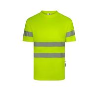 Velilla 305632; Camiseta Poliéster Reciclado Monocolor Manga Corta Cinta Segmentada; Color Amarillo Flúor; Talla 3XL