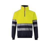 Velilla 305701 Sudadera de Alta Visibilidad Bicolor con Cremallera, Color Azul Navy y Amarillo Flúor, Talla 3XL