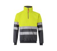 Velilla 305701 Sudadera de Alta Visibilidad Bicolor con Cremallera, Color Gris y Amarillo Flúor, Talla S