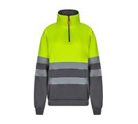 VELILLA 305701 Sudadera de Alta Visibilidad Bicolor con Cremallera, Color Gris y Amarillo Flúor, Talla L