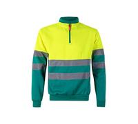 Velilla 305701 Sudadera de Alta Visibilidad Bicolor con Cremallera, Color Verde y Amarillo Flúor, Talla L