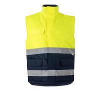 Velilla 305902 Chaleco Acolchado Bicolor, Color Azul Navy y Amarillo Flúor, Talla 3XL