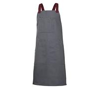 VELILLA 404211B; delantal peto canvas bicolor; color gris y granate; talla única