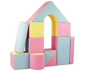 Velinda Set de 11 blocs en Mousse pour le jeu, creches, écoles maternelles (Couleur: Rose, Bleu, Jaune (Pastel))