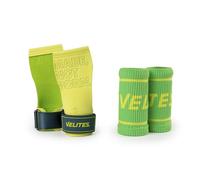 Velites I Calleras Quad Pro Lemon Lime + Muñequeras de Tela a Juego de Regalo I Calleras Profesionales para Cross Training o Gimnasia I Aptas para Cualquier Superficie I Uso con Magnesio.
