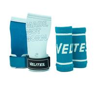 Velites I Calleras Quad Pro + Muñequeras de Tela a Juego de Regalo I Calleras Profesionales para Cross Training o Gimnasia I Aptas para cualquier superficie I Uso con Magnesio I Diseño sin agujeros.
