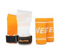 Velites I Calleras Quad Pro Orange + Muñequeras de Tela a Juego de Regalo I Calleras Profesionales para Cross Training o Gimnasia I Aptas para Cualquier Superficie I Uso con Magnesio.