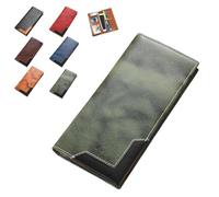 Vellarix Upliftjoys Vintage Cowhide Leather Wallet - RFID Blocking Bifold Wallet for Men & Women, Long Card Holder with Multiple Pockets, Genuine Leather Carteras para Hombres(Green)