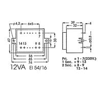 Velleman 138805 Print Transformador, 12 VA, 1 x 9 V, 1 x 1.330 Amp