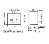 Velleman 139124 print transformador, 5 va, 2 x 15 v, 2 x 0.167 amp