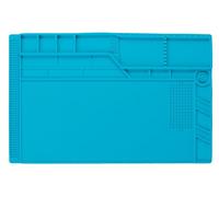 Velleman Alfombrilla de reparación y Soldadura de Silicona Resistente al Calor, 550 x 350 mm, 500 C, Compartimentos, Zonas magnéticas, Azul
