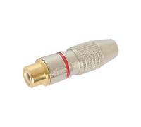 Velleman CA058R - Conector RCA hembra con punta roja, color dorado
