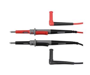 Velleman Cables de medición de PVC, conjunto, Cat IV, 10 A, 2 mm/4 mm, prueba recta en acero inoxidable, tapón de plátano cubierto con vaina aislada, longitud 100 cm, negro/rojo/gris