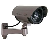 Velleman Cámara simulada con LED, Parasol y Accesorios de Montaje, con un diseño Realista para Uso en Interiores y Exteriores, Resistente a la Intemperie, de fácil instalación, alimentada por Pilas,