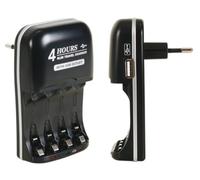 Velleman Cargador rápido, Adecuado para Pilas NiMH AA y AAA, con Salida USB, Control por microprocesador, indicador LED Durante la Carga