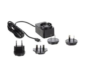 Velleman Cargador Universal, conexión Micro-USB, 4 enchufes de Viaje,para Australia, Europa, Reino Unido y EE.UU., 5 V 2,5 A,Cable Largo de 150 cm, Negro