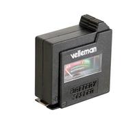 Velleman Comprobador de pilas, analógico, para pilas estándar (AAA, AA, C, D, E-block 9 V) y pilas de botón, compacto, portátil