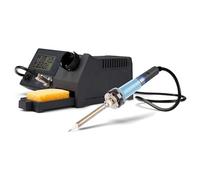 Velleman Estación de soldadura con pantalla LCD y elemento calefactor cerámico, 48 W, rango de temperatura de 150-450 °C, mango cómodo, adecuada para profesionales o aficionados al bricolaje, gris