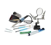 Velleman Estación de soldadura en set 40-48 W con indicador LED, temperatura ajustable 150-480 °C, accesorios incluidos, ideal para profesionales y bricolaje