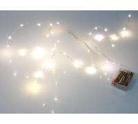 Velleman Guirnalda LED blanco cálido, 20 LED a pilas, guirnalda de 2 metros para iluminación ambiental interior, iluminación decorativa para salón fiestas y decoración estacional