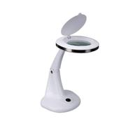 Velleman Lámpara lupa LED con base, lupa con luz 6 W, 30 LEDs, aumento 1,75x y 4x, lente 3 + 12 dioptrías 101 mm, luz diurna 6500 K, para lectura, hobby y precisión
