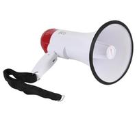 Velleman Megáfono 10W con sirena, grabación 10s, USB, control de volumen, correa, asa plegable, diseño ABS portátil, alcance 100m, blanco/negro/rojo