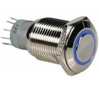Velleman R1610B SPDT 1NO 1NC - Interruptor redondo (metal, con ojo), color azul
