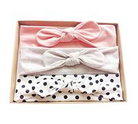 Vellette Bebé Cinta para El Pelo Infantil Algodón Sólido Mariposa Niñas Banda para La Cabeza Diadema Elástica Turbante 3Pcs