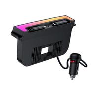 Vellhezy Hub USB para Tesla Model Y Juniper 2025-2026 y Model 3 Highland 2024-2025, accesorios de carga rápida USB-C de 120 W con cables retráctiles, consola central de ajuste de luz ambiental RGB