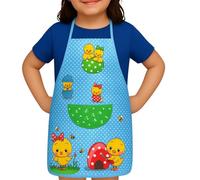 VELLORA Delantal Cocina Niñas Niños 4-10 Años con Bolsillo | Delantales Infantil Pintura y Escolar | Ajustable, Lavable Resistente | Ideal para Manualidades, Hornear, Jardín y Educacion (AZUL)