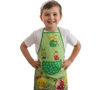 VELLORA Delantal Cocina Niñas Niños 4-10 Años con Bolsillo | Delantales Infantil Pintura y Escolar | Ajustable, Lavable Resistente | Ideal para Manualidades, Hornear, Jardín y Educacion (VERDE)