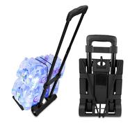 VELLUSTRA Carretilla Plegable de Aluminio, Carro de Carga con Asa Telescópica, Soporta hasta 65kg, Mango Telescópico Largo 95.5 cm, Dimensiones de la Plataforma 35 * 36 cm para Transporte Mercancías