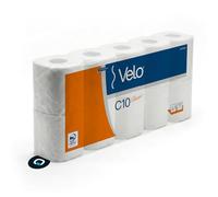 VELO 10 rollos de papel higiénico 2 capas papel higiénico blanco biodegradable 155 lágrimas en rollo