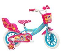 Vélo ATLAS Bicicleta 12' Princesa de Las Arena Equipada con 1 Freno, Cesta Delantera, Portamuñecas traseras, Guardabarros, Carter y estabilizadores, Turquesa