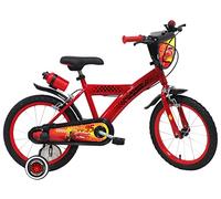 Vélo ATLAS Vélo 16'' Garçon Cars/Disney Équipé de 2 Freins, Plaque Avant Décorative, Bidon Arrière et Stabilisateurs. Bicicleta, Niños, Rojo