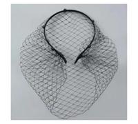 Velo Banda de cabeza malla elástica Hair Jewelry Veil Headbands Wedding Party Dress Elegant Hairband(BlackWithout diamond)